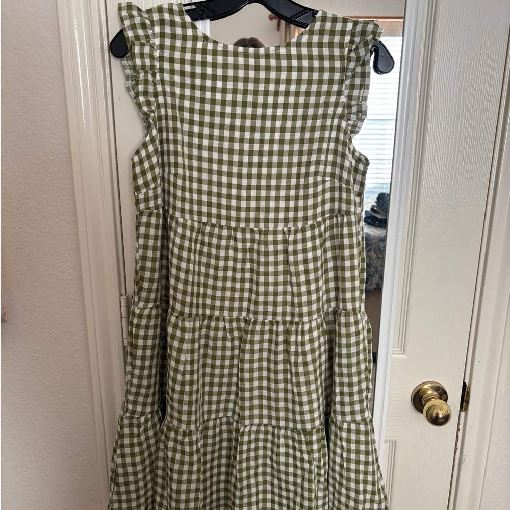 Green gingham dress